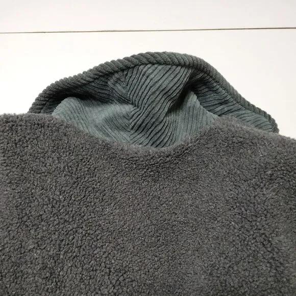 Outbrook Coat Women M Fleece Jacket Grey long Sleeve Button Patch Pockets Collar - Picture 13 of 14